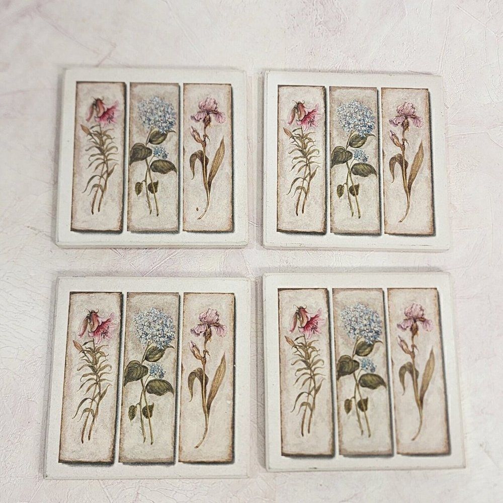 Vintage‎ Flower Themed Coasters Spring Decor Cork Backed